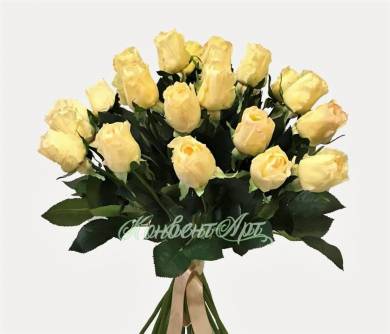 Букет из светло-желтых искусственных роз Джой H68