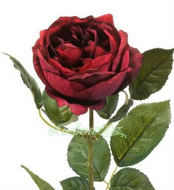 Роза искусственная для декора Шанталь 10Dx70H бордовая