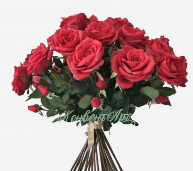 Искусственные красные розы Элизабет 25 шт. 85H 					