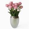 Букет «Розовые тюльпаны» искусственный в стеклянной матовой вазе Богемия