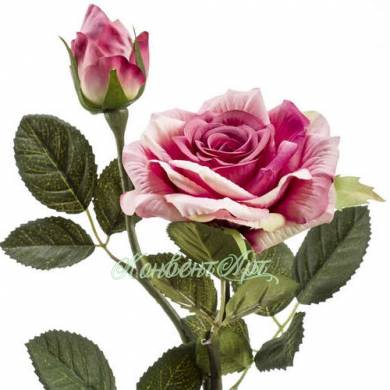 Искусственная роза с бутоном Роби 8Dx47H розовый 