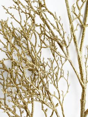 Новогодняя ветка декоративная Коралл золотая Н93см