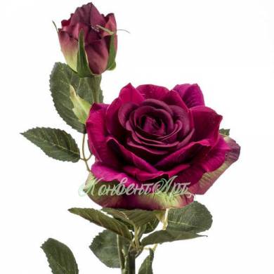 Роза искусственная с бутоном Роби 8Dx47Н бургундия (бордовая)