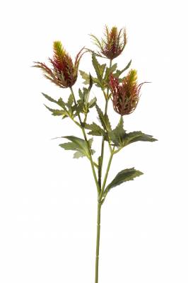 Эрингиум (Синеголовник) искусственный цветок 65H бордовый (3 веточки)