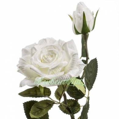 Роза искусственная с бутоном Роби 8Dx47H белая