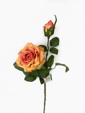 Искусственная роза с бутоном Роби 8Dx47H оранжевая