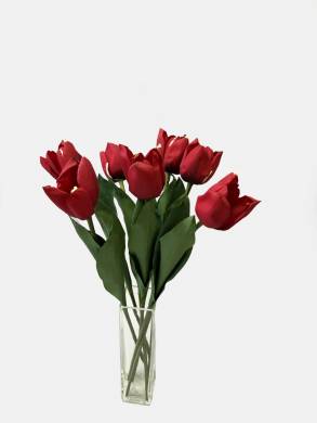 Тюльпан красный в наборе 7 шт. весенние искусственные цветы для декора Н60 см