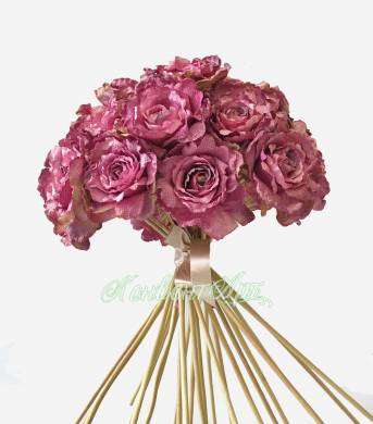 Букет из искусственных роз Ретро Романс фуксия 55H (25 шт.)					