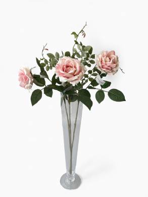 Роза плетистая Диана в наборе 3 шт. нежно-розовые искусственные цветы для декора Н75 см