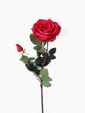 Роза real-touch искусственная Элизабет D12 H85см красная (с бутоном)