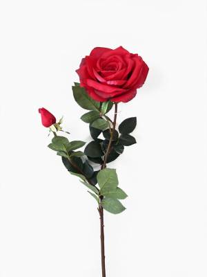 Роза real-touch искусственная "Элизабет" D12 H85см красная (с бутоном)