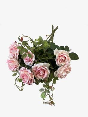 Роза плетистая Диана в наборе 7 шт. нежно-розовые искусственные цветы для декора Н75 см  