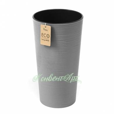 Кашпо LILIA ECO DJUTO D30 H56 см серый бетон пластик ЭКО джут со вставкой