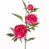 Пион искусственный "SPRING DREAM" 2 цветка D-10/8 см, 1 бутон D-4 см, 25 листьев, 73Н, темно-розовый