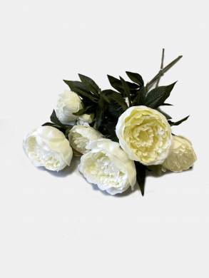 Пионы белые кустовые 2 цв.1 бутон, в наборе 3 шт. искусственные цветы для декора Н70 см 