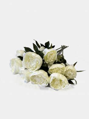 Пионы белые кустовые 2 цв. 1 бутон, в наборе 5 шт. искусственные цветы для декора Н70 см  