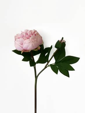 Пион светло-розовый искусственный 1 бутон и 1 цветок D12 Н57 см