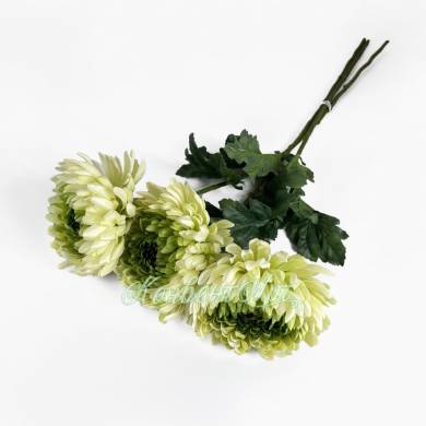 Хризантема Королевская зелёная в наборе 3 шт. искусственные цветы для декора интерьера Н75 см