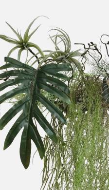 Фитопанно из искусственных растений на коряге 