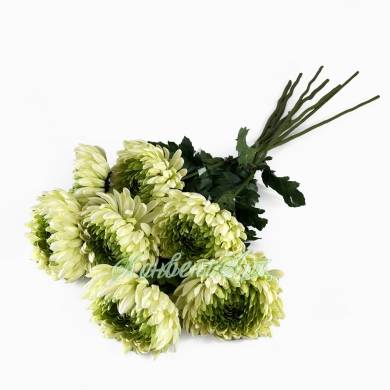 Хризантема Королевская зеленая в наборе 7 шт. искусственные цветы для декора Н75 см 