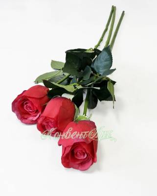 Розы красные Джессика в наборе 3 шт. искусственные цветы для декора Н72см  