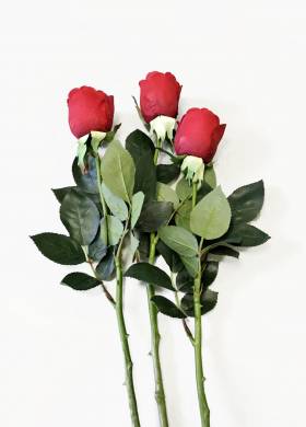 Розы красные Джессика в наборе 3 шт. искусственные цветы для декора Н72см  