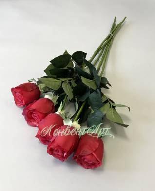 Розы красные Джессика в наборе 5 шт. искусственные цветы для декора Н72см  