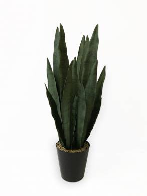 Сансевиерия (Тёщин язык) искусственная тёмно-зеленая 24 листа в чёрном кашпо Н65 см