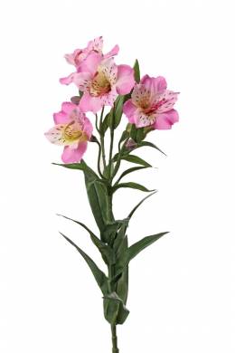 Искусственный цветок Альстромерия Белла 75H розовая (5 искусственных цветков 3 бутона 18 листьев)