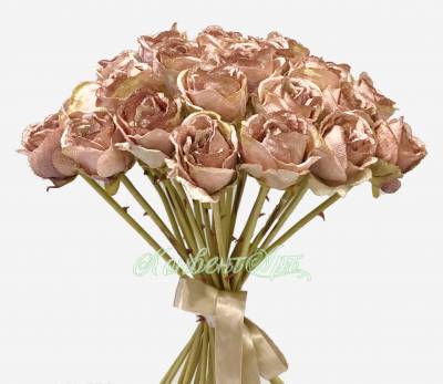 Букет из искусственных роз Ретро Романс розовых в бутоне  58H (25 шт.)
