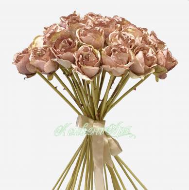 Букет из искусственных роз Ретро Романс розовых в бутоне  58H (25 шт.)