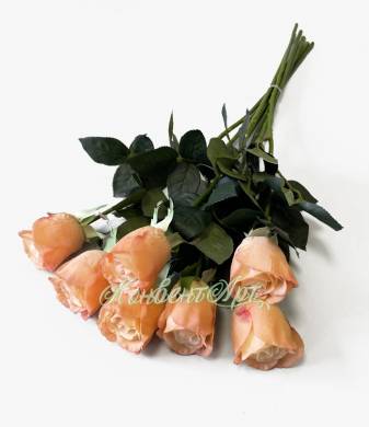 Розы коралловые Джессика в наборе 7 шт. искусственные цветы для декора Н72см 