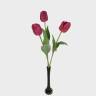 Букет из искусственных тюльпанов 3 шт темно-розовые Н48 см