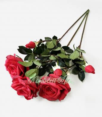 Роза красная Элизабет в наборе 3 шт. искусственные цветы для декора  Н85см