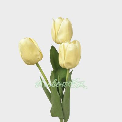Искусственные тюльпаны real-touch светло-желтые 3 шт Н48 см