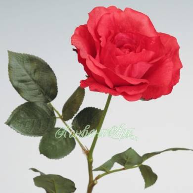 Роза искусственная красная Джой real-touch 73H распустившаяся 