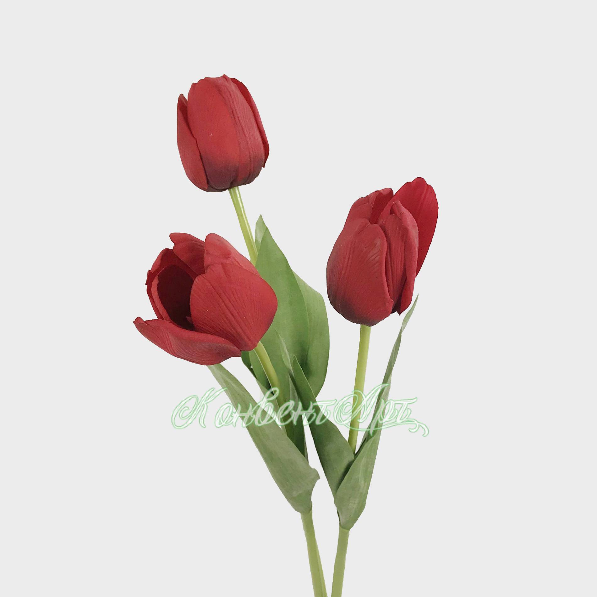 Искусственные тюльпаны real-touch красные 3 шт Н48 см - Купить в интернетмагазине КонвентАрт