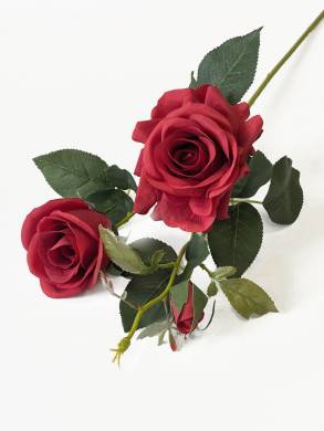 Роза красная ФРИДОМ кустовая искусственная real-touch  2цв.1 бутон Н65 см
