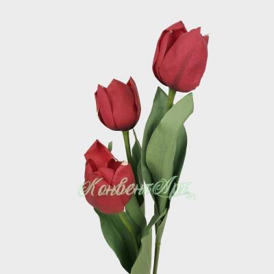 Искусственные тюльпаны real-touch красные 3 шт Н60 см