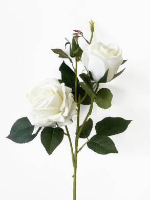 Роза  белая ФРИДОМ кустовая искусственная  real-touch  2цв.1 бутон Н65 см