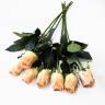 Розы коралловые Джой в бутоне, в наборе 7 шт. искусственные цветы для декора Н68 см