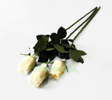 Розы кремовые Джой в бутоне, в наборе 3 шт. искусственные цветы для декора Н68 см