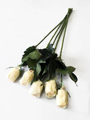 Розы кремовые Джой в бутоне, в наборе 5 шт. искусственные цветы для декора Н68 см 
