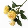 Роза ЭЛИЗАБЕТ жёлтая искусственная real-touch  2цв.1 бутон Н65 см Н70 см