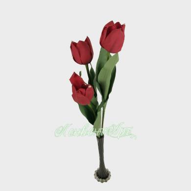 Букет из искусственных тюльпанов 3 шт красные Н60 см
