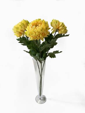 Хризантемы Королевские жёлтые в наборе 3 шт. D15 H75 см