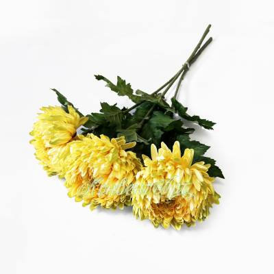 Хризантемы Королевские жёлтые в наборе 3 шт. D15 H75 см