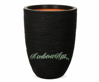 Кашпо CAPI Nature Vase Elegant Low Rib 40Dx56H Черный